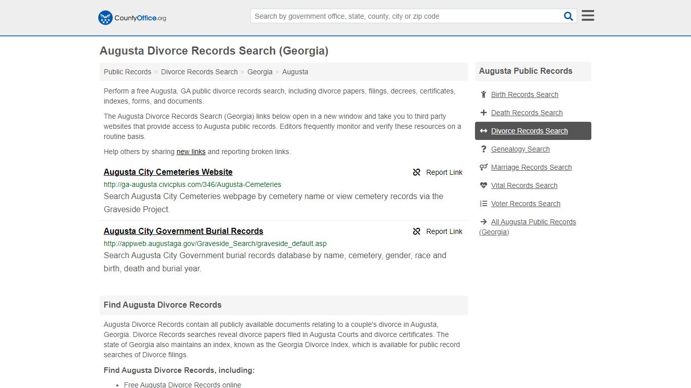 Divorce Records Search - Augusta, GA (Divorce Certificates ...